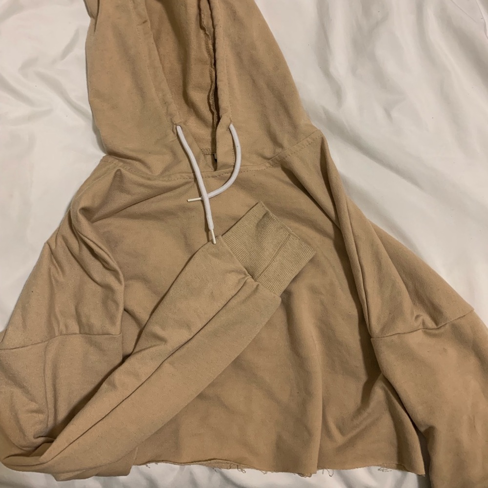 Beige Cropped Hoodie
